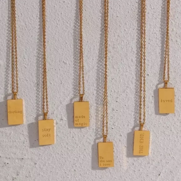 NEW 18K GOLD ENGRAVED LETTERS NECKLACE, NICE NECKLACE, CUTE NECKLACE - Picture 5 of 7